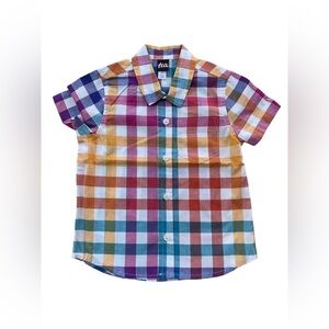 Tea Collection Size 3T Colorful Plaid Button Up Woven Shirt